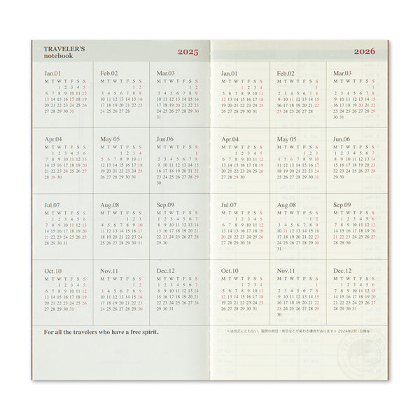 Traveler's Company Traveler's Notebook 2025 Weekly + Memo Diary