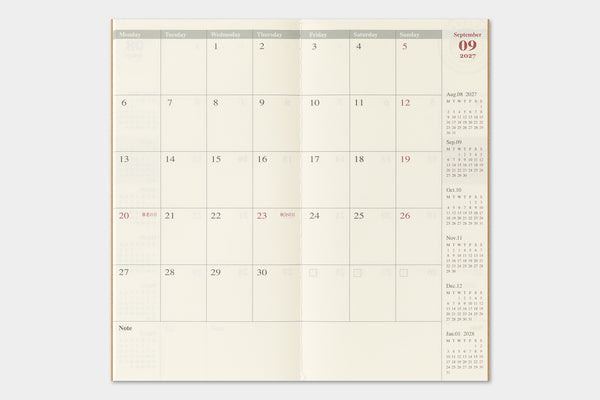 Traveler's Company Traveler's Notebook  2027 Monthly Diary