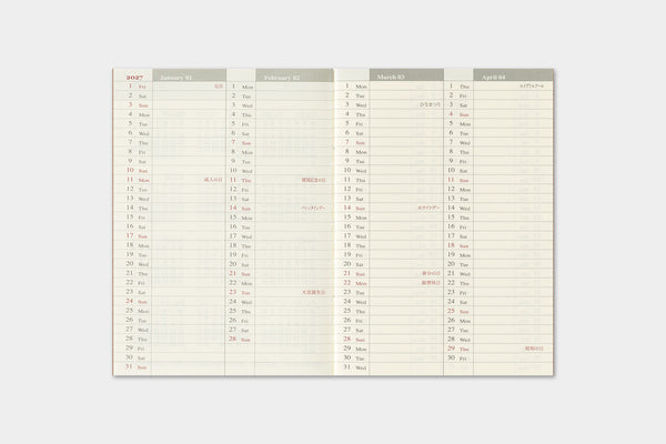Traveler's Company Traveler's Notebook  2027 Weekly Passport Size Diary