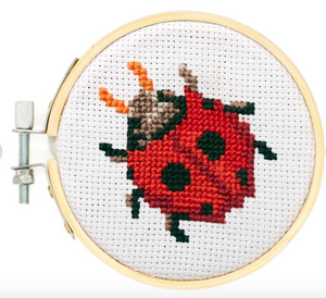 Kikkerland Mini Cross Stitch Embroidery Kit - Ladybug