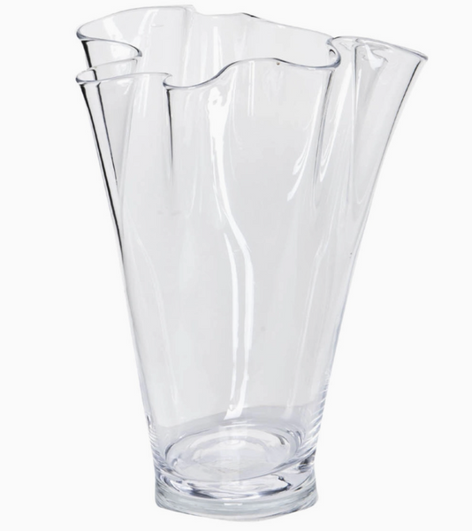 wavy clear glass vase