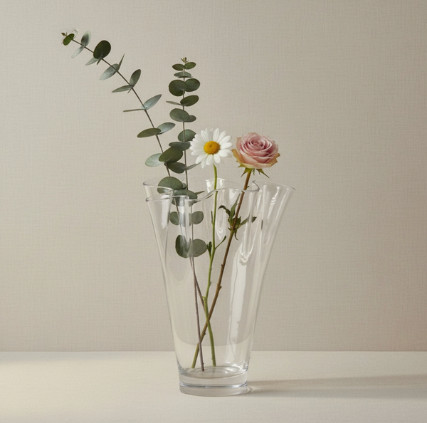 wavy clear glass vase