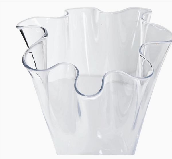 wavy clear glass vase