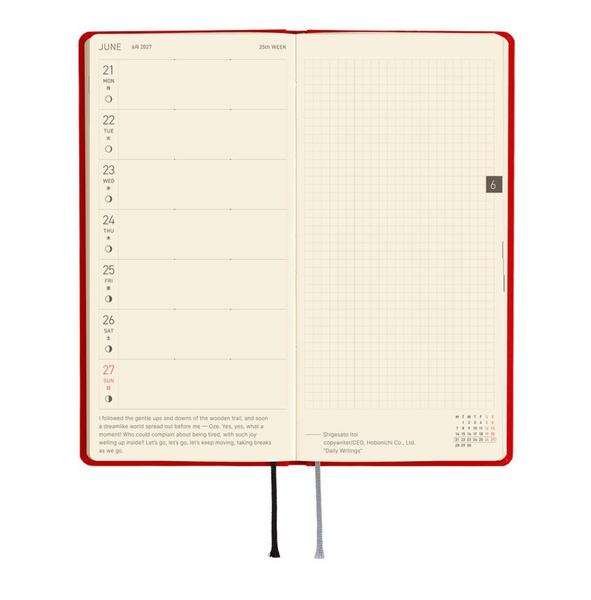 Hobonichi Techo 2027 Weeks Colors: Poppy Red