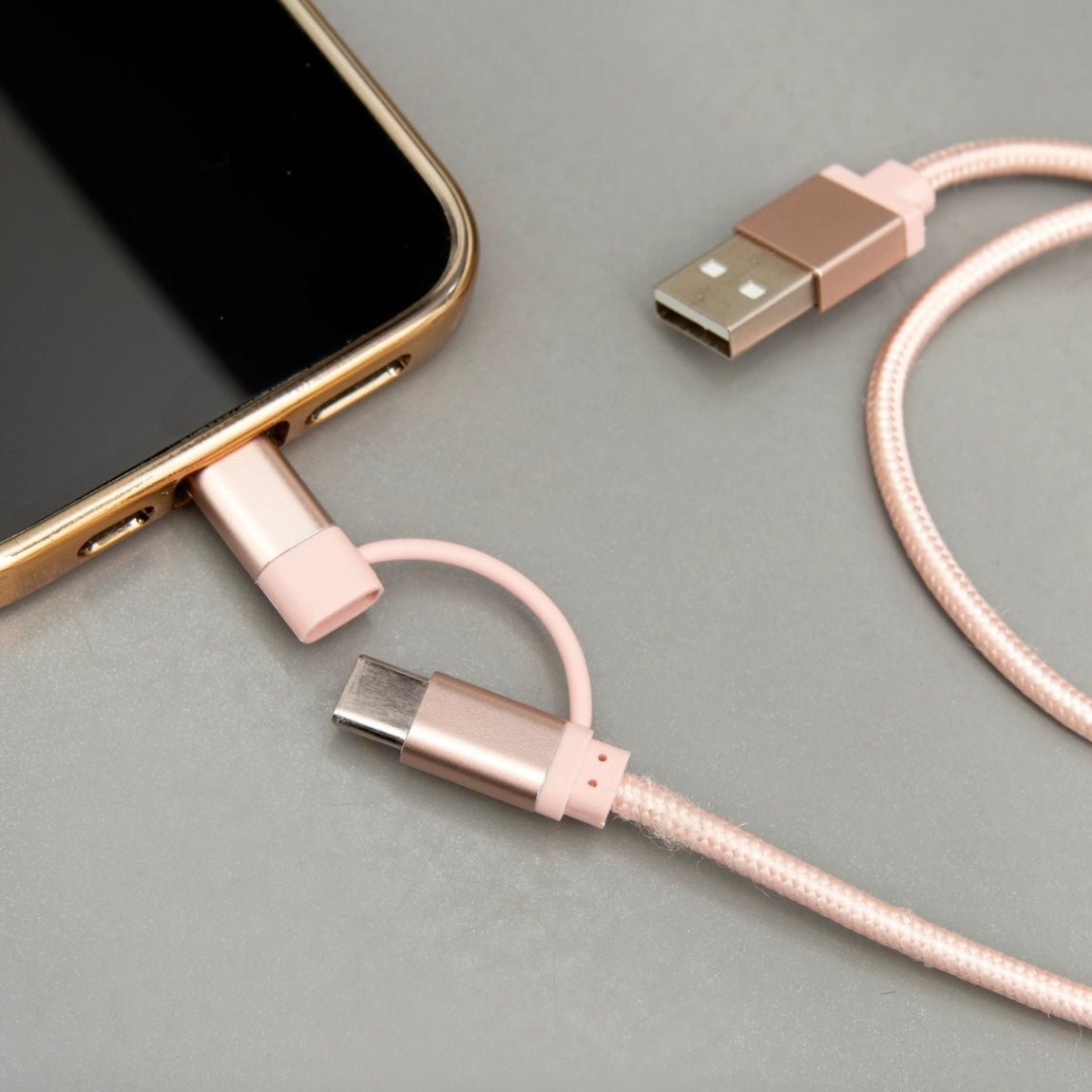 Kikkerland Pink 2-in-1 Braided Cable