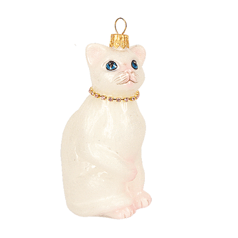 White Cat Christmas Ornament