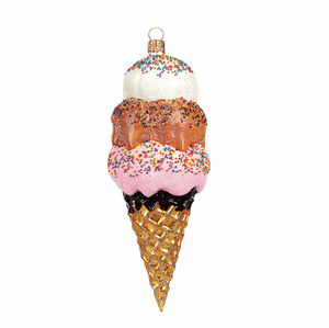 Ice Cream Christmas ornament - Isvaffel Julepynt i Glas