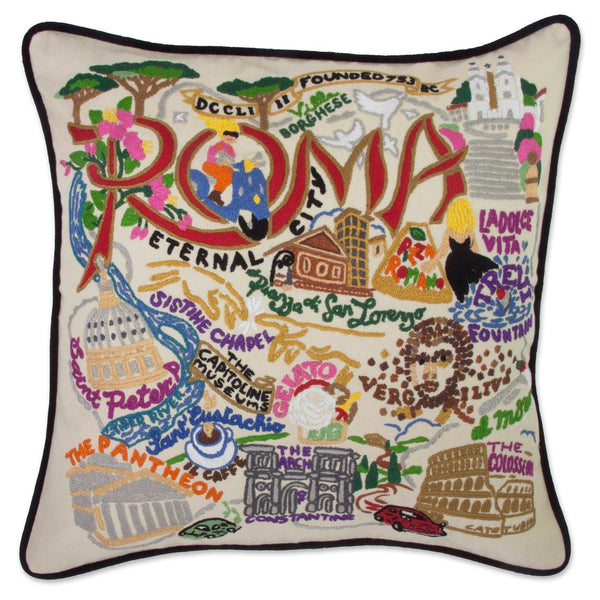 Hand Embroidered Pillow Rome - Håndbroderet pude med motiver