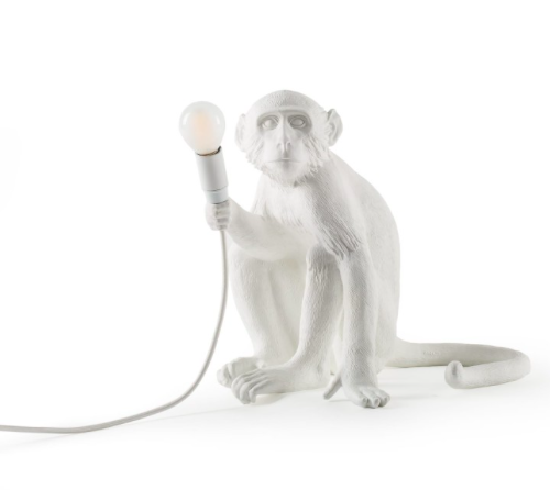 Seletti Monkey Lamp White Sitting - Abelampe Siddende- 3 uger leveringstid