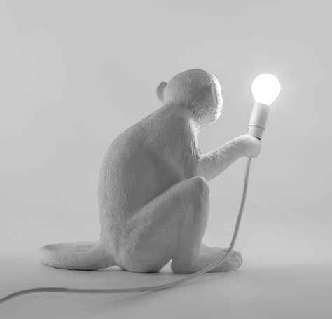 Seletti Monkey Lamp White Sitting - Abelampe Siddende- 3 uger leveringstid